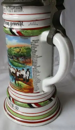 belle cruche de réserve de porcelaine pionnier Batl.No.11 Hann.Münden 1908 (102007)