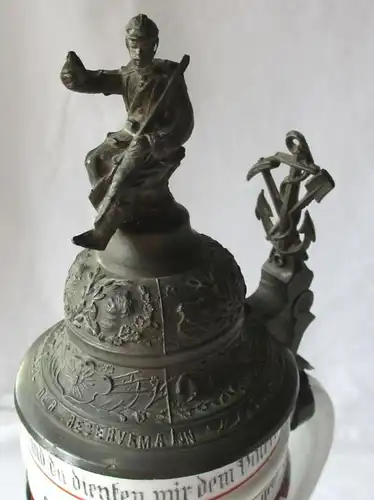 belle cruche de réserve de porcelaine pionnier Batl.No.11 Hann.Münden 1908 (102007)