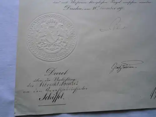 document rare Saxe à la croix d'Albrechtschegel 1890