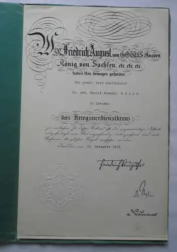3 actes rares de la Saxe à la Croix Chevalier 1ère classe de l'Ordre des Albrechts 1905-16