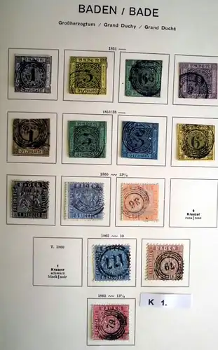 belle collection de timbres de haute qualité Baden 1851 à 1868
