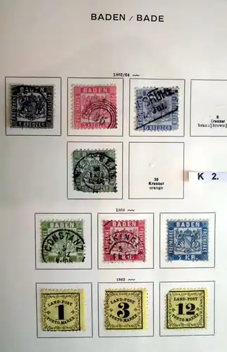 belle collection de timbres de haute qualité Baden 1851 à 1868