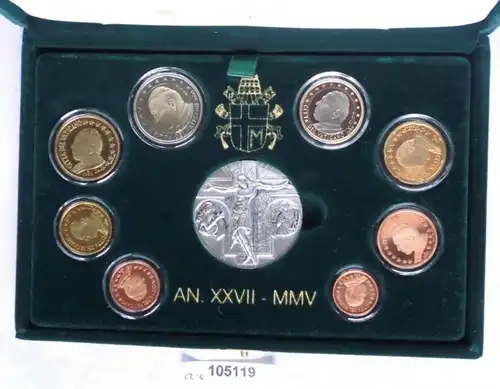 seltener Vatikan / Vatican KMS Kursmünzensatz Coin Set 2005 PP (105119)