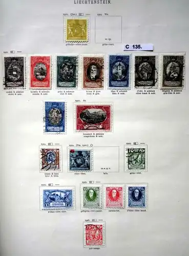 seltene Briefmarkensammlung Liechtenstein 1912 bis 1935 sehr umfangreich