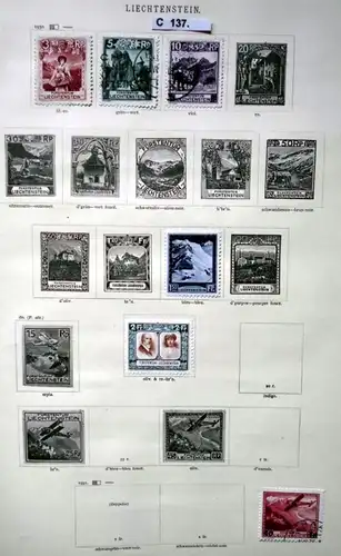 seltene Briefmarkensammlung Liechtenstein 1912 bis 1935 sehr umfangreich