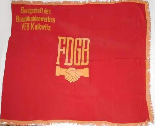 DDR originale drapeau FDGB Lignite VEB Kulkwitz (123553)