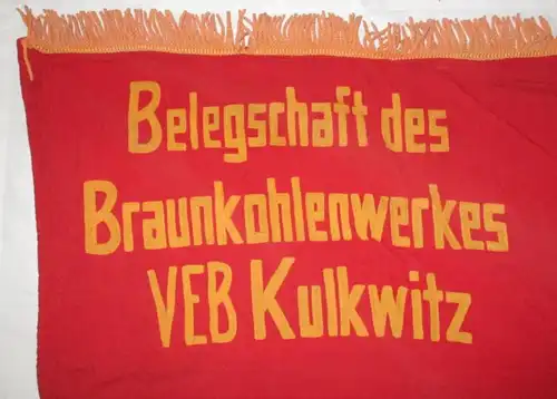 Original DDR Fahne Flagge FDGB Braunkohlenwerk VEB Kulkwitz (123553)