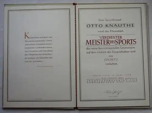 DDR Certificat Maître du Sport 1973 R. Weißig Culture corporelle (122879)