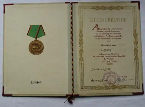 DDR Urkunde Medaille für Treue Dienste NVA 1957 & 1959 KVP 1954 (135006)