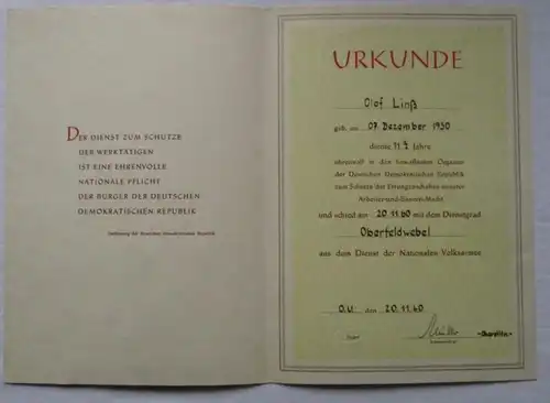 DDR Certificat Médaille de services de fidélité NVA 1957 & 1959 KVP 1954 (13506)