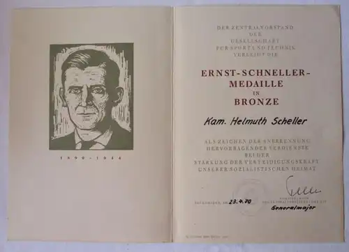 DDR Nachlaß Urkunden plus Orden KVP, GST Ernst Schneller 1955-1970 (132371)