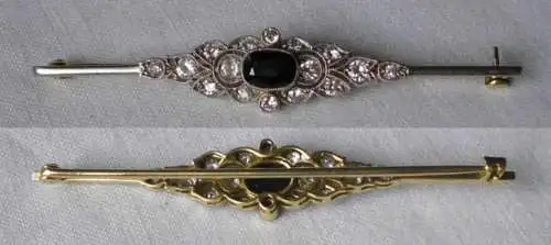 Fantastique broche d'or 585 avec 16 diamants et saphir (118964)