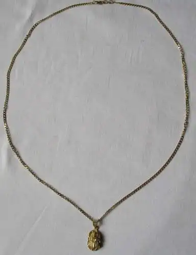 elegante Kette aus 585er Gold mit 750er Gold Skarabäus Anhänger (125397)