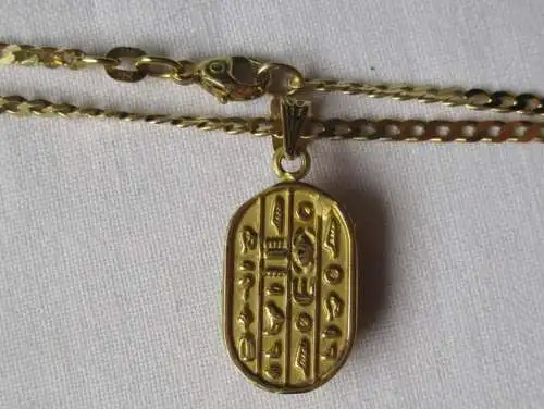 elegante Kette aus 585er Gold mit 750er Gold Skarabäus Anhänger (125397)