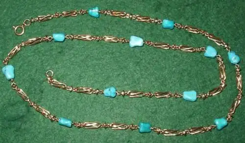 vieux collier de rêve 585 or avec des turquoise (DI8125)