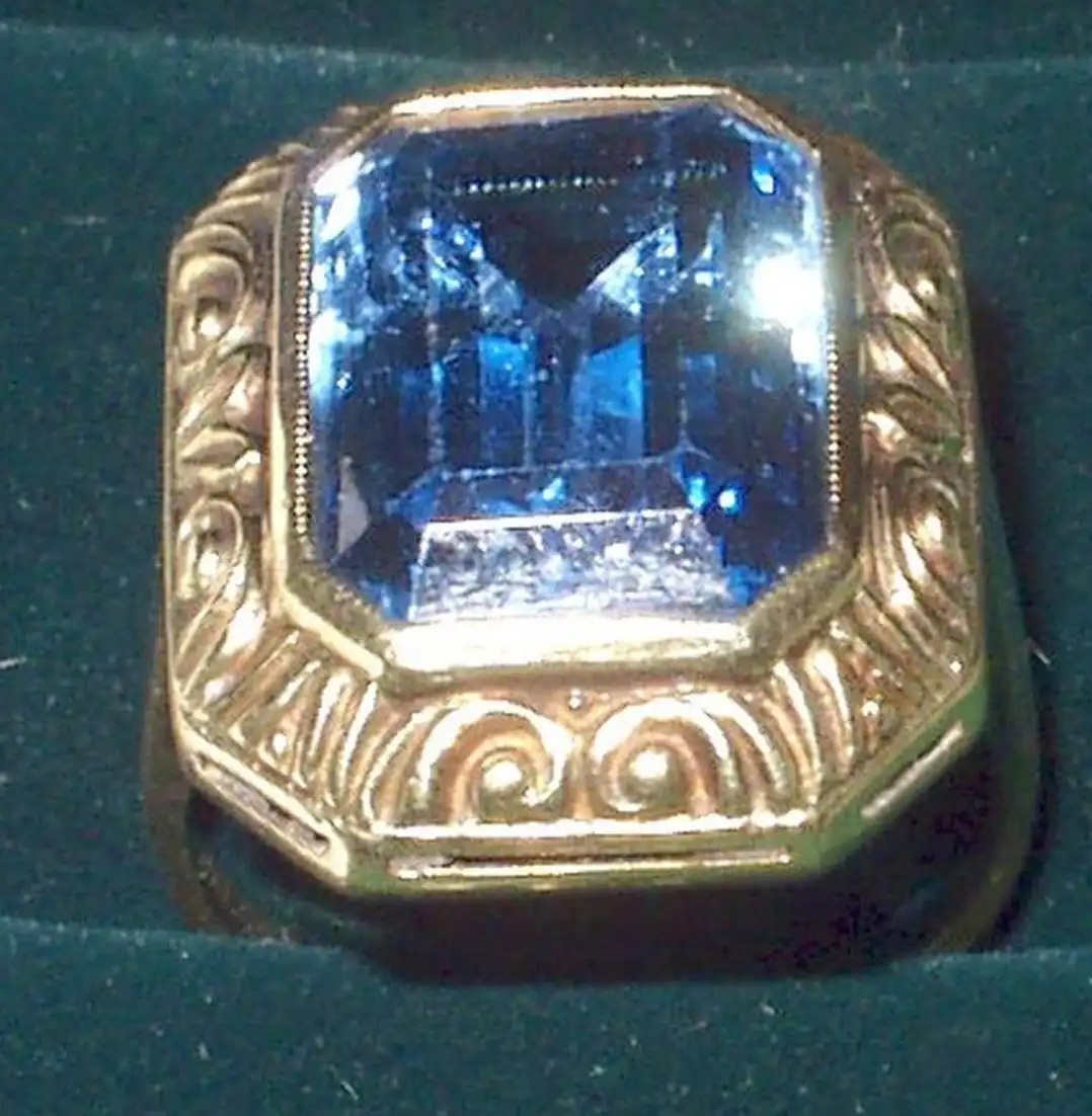 toller Gründerzeit Damenring 585er Gold mit blauem Stein (DI1251) 0