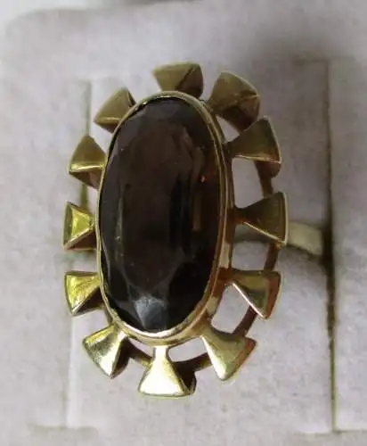 hochwertiger 585er Gold Damen Ring mit riesigem Rauchquarz (135320)