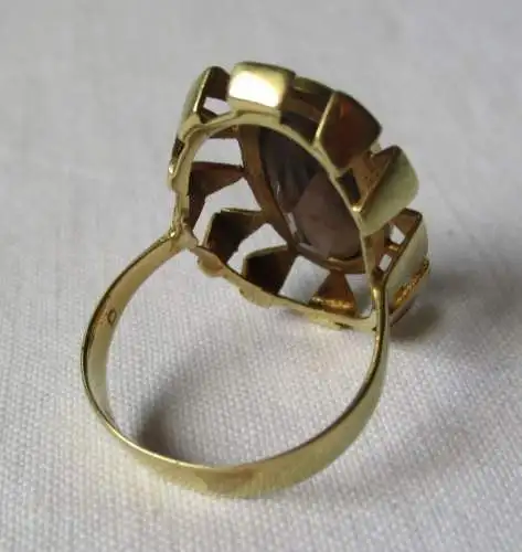 hochwertiger 585er Gold Damen Ring mit riesigem Rauchquarz (135320)