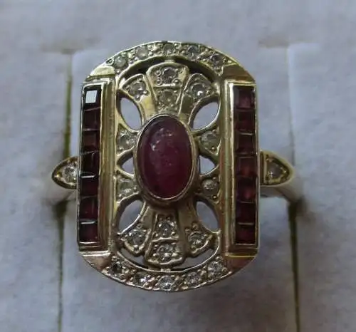 hochwertiger Damenring Gold mit 24 Diamanten & 15 violetten Edelsteinen (122914)