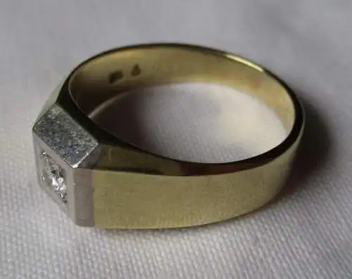 Anneau bi-color 585 élégant or avec diamant brillant (115968)