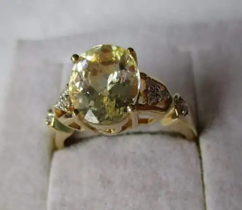 hochwertiger Goldring 750 18K Gelbgold Diamanten Brillant Danburit (120905)