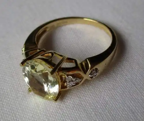 bague en or de haute qualité 750 or jaune 18K diamants Brillant Danburit (120905)