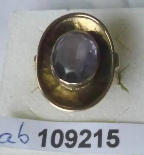 großer Damenring 585er Gold mit violettem Stein  (109215)