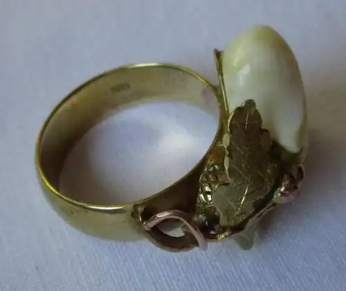 hochwertiger Grandel Ring aus 585er Gold Hirschzähne Trachtschmuck (123521)