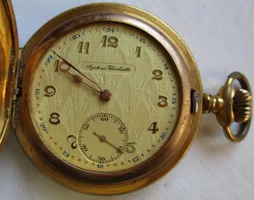 vergoldete Herren Taschenuhr System Glashütte mit Widmung Finnland 1940 (135788)