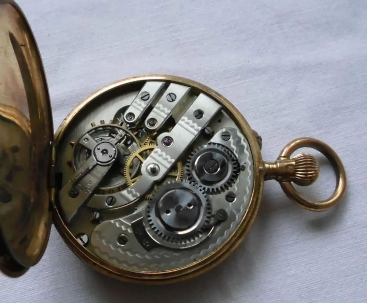 seltene Herren Sprungdeckel Taschenuhr Gold um 1920 (112133) 5