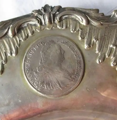 antiker silberner Münzteller 800er Silber 8 Münzen 16.-18. Jahrhundert (129392)