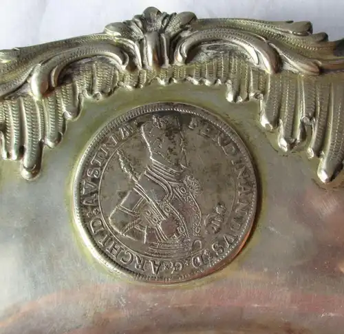 antiker silberner Münzteller 800er Silber 8 Münzen 16.-18. Jahrhundert (129392)