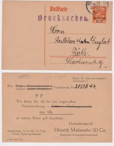 82276 DR Carton postale P124 Tirage Heinrich Mailaender & Co. Fürth 1921