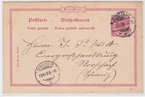 96203 DR Carte postale complète P35 Constance vers Rorschach (Suisse) 1896