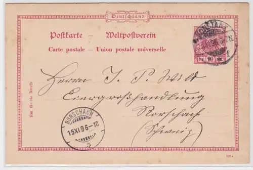 96203 DR Ganzsachen Postkarte P35 Konstanz nach Rorschach (Schweiz) 1896