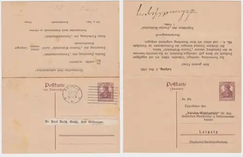 96985 DR Ganzsache Postkarte P 117 Zudruck Vereins-Wahlzettel Leipzig 1920