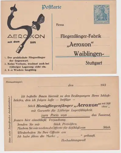 97000 Ganzsachen Postkarte P120 Zudruck Fliegenfänger-Fabrik Aeroxon Waiblingen