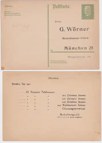 97003 DR Ganzsache Postkarte P180 Zudruck G.Wörner Mineralwasser-Fabrik München