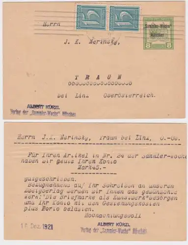 97119 K.K. Feldpost Ganzsache Überdruck Verlag der Sammler-Woche München 1921