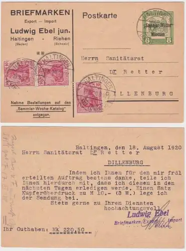 97120 K.K. Feldpost Ganzsache Überdruck Verlag der Sammler-Woche München 1920