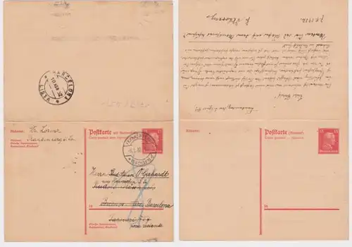 97214 DR Ganzsachen Postkarte P173I Frankenberg nach Barcelona 1932