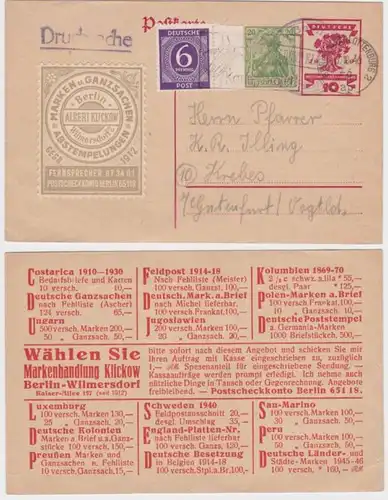 97603 DR entier Carte postale P115 Impression Commerce de marque Albert Klickow Berlin