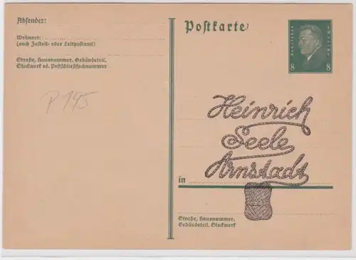 97759 DR Ganzsache Postkarte P195 Zudruck Heinrich Seele Arnstadt