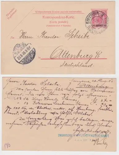 98963 Ganzsachen Postkarte östereichische Post von Smyrna nach Altenburg 1906
