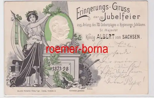 72638 Plage Ak Souvenir Salutation de la célébration jubilaire Roi Albert de Saxe 1898