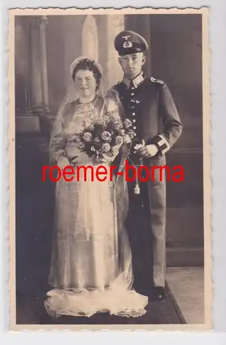 83127 Hochzeitsfoto Ak Feldwebel des Heer Leipzig Lindenau um 1940