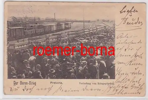 85166 Ak Pretoria Der Buren-Krieg Verladung von Kriegspferden 1900