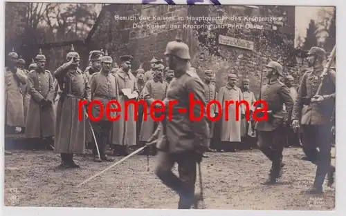 86334 Foto Ak Besuch des Kaisers im Hauptquartier des Kronprinzen um 1915
