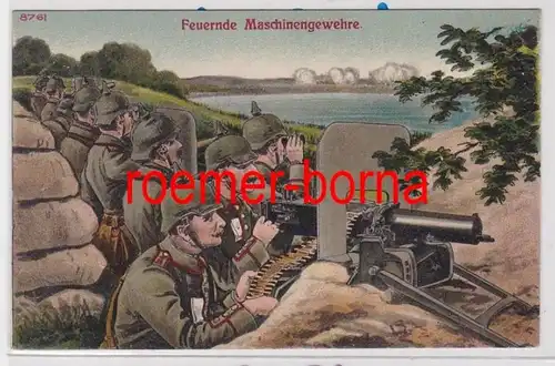 86348 Künstler Ak Feuernde Maschinengewehre, Feldpost 1916