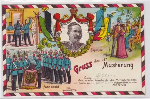 87269 Reservistika Ak Gruß von der Musterung 1909